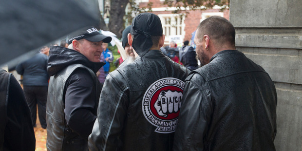 Members of Bikers against child abuse at the Auckland rally. Photo / Nick Reed