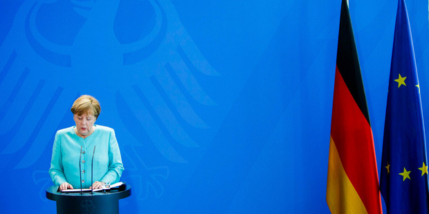 German Chancellor Angela Merkel speaks to the media following the United Kingdom's referendum vote to leave the European Union. Photo / Getty Images