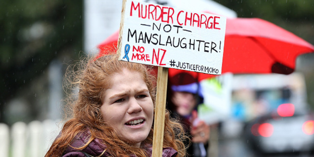 Ashleigh Lightfoot at the protest in Auckland. Photo / Getty Images