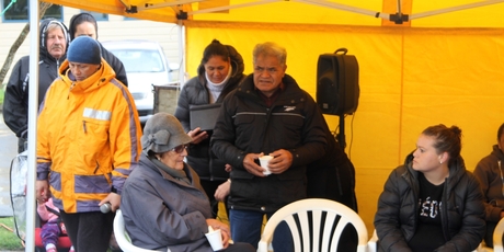 REACH OUT: Matiu Kingi telling Monday's Justice for Moko rally in Kaitaia that everyone has a duty to reach out to others.