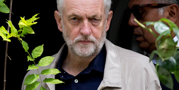 Labour leader Jeremy Corbyn leaves his house in London on Monday. Photo / AP