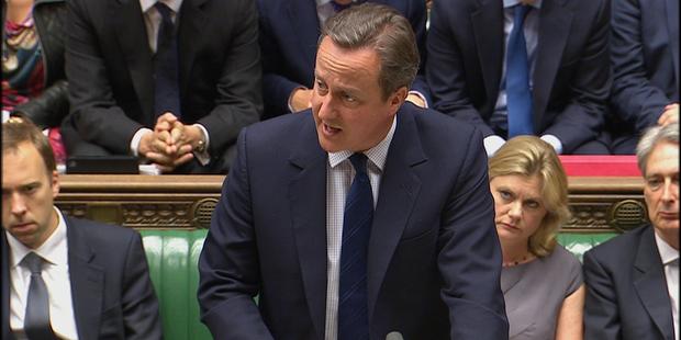 Prime Minister, David Cameron, told Labour Party leader, Jeremy Corbyn, to resign while speaking in the House of Commons in London. Photo / AP