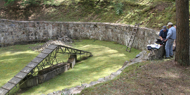 This Israel Antiquities Authority photo shows preparation for Electric Resistivity Tomography scan of the pit used to hold the victims before their execution near Vilnius, Lithuania. Photo / AP