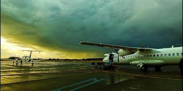 File photo of Palmerston North airport at dusk Photo / Lyndon Hookham.