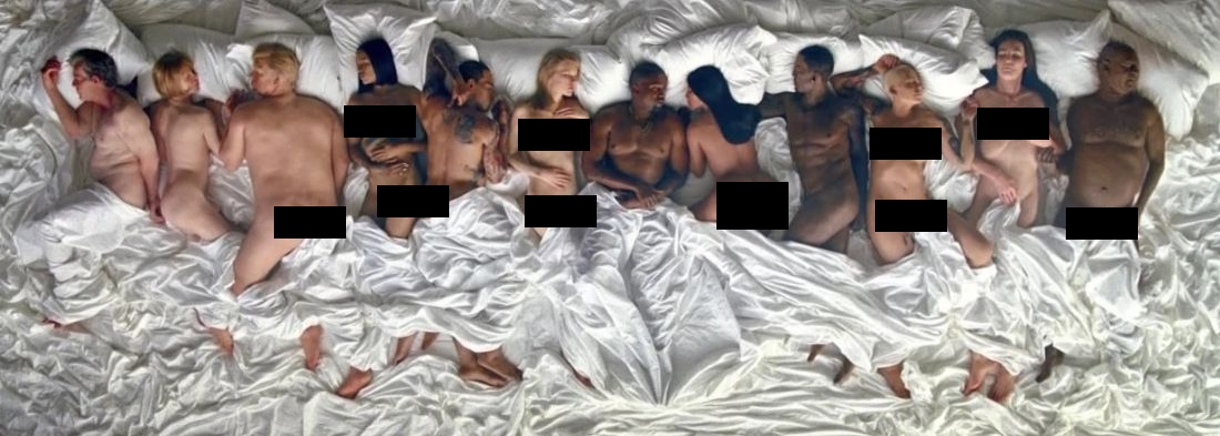 A scene from Kanye West's music video, Famous.