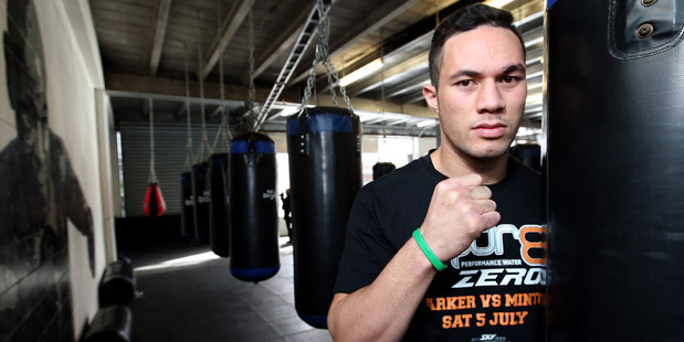 Joseph Parker poses in his training gym. Photo / Getty
