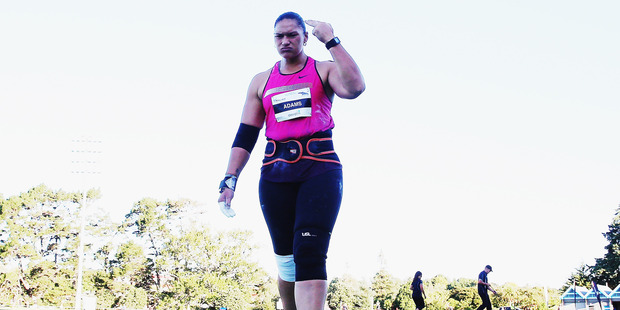 Valerie Adams competes in the Women's Shot Put final during the Auckland Track Challenge. Photo/ Getty