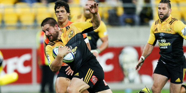 Dane Coles of the Hurricanes runs in for a try during the round seven Super Rugby match against the Jaguares at Westpac Stadium. Photo / Getty