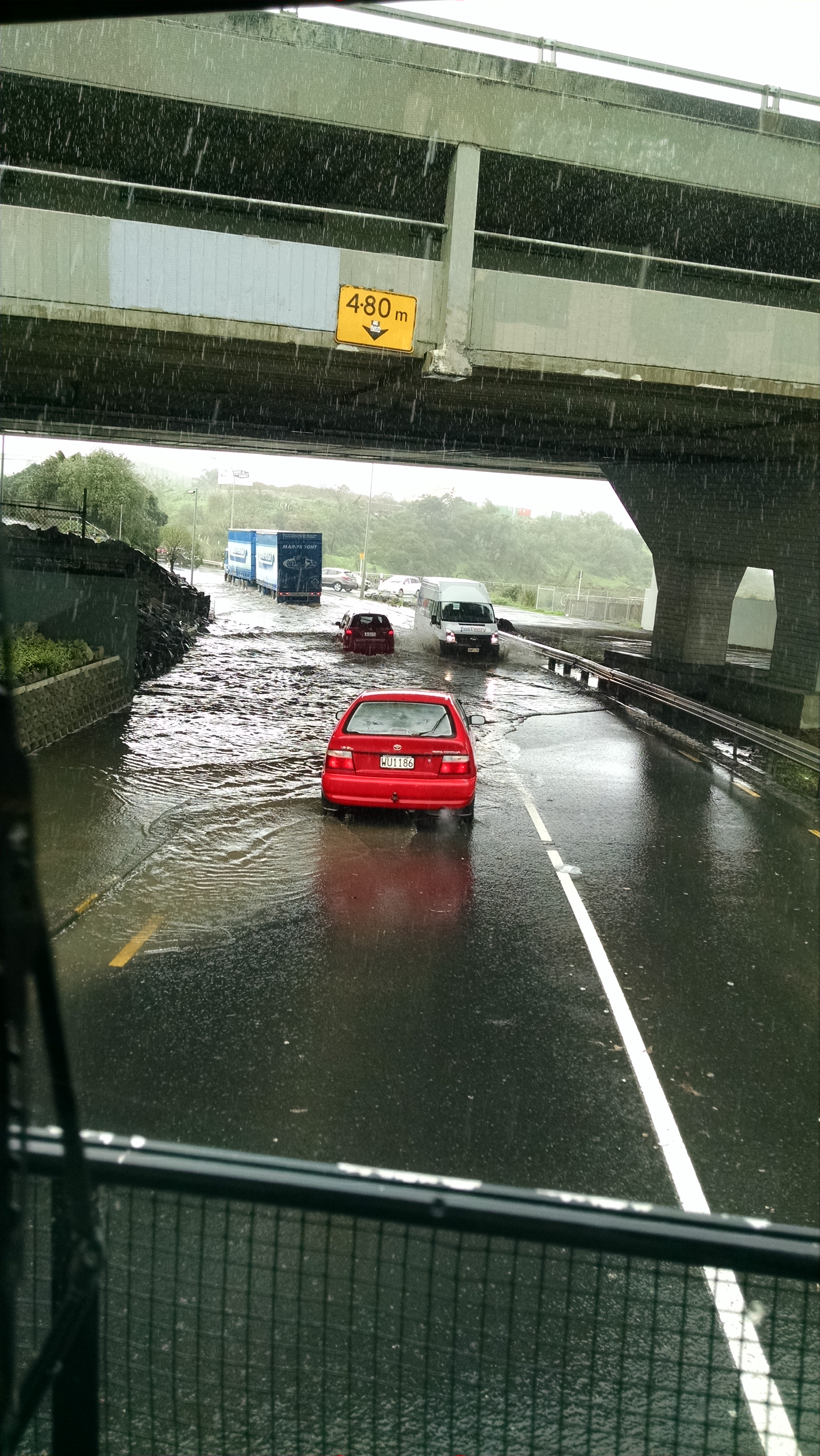 Flooding at Onehunga this afternoon. Photo / Carol and Hugh Barron