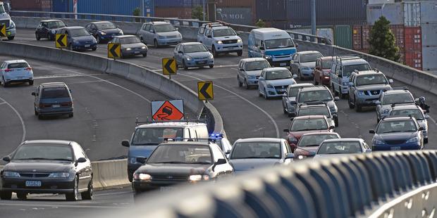 Tauranga Harbour Bridge traffic during the rush-hour peak. Photo / George Novak.