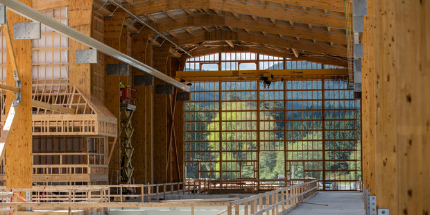 The concrete floor was only poured once the roof was installed.