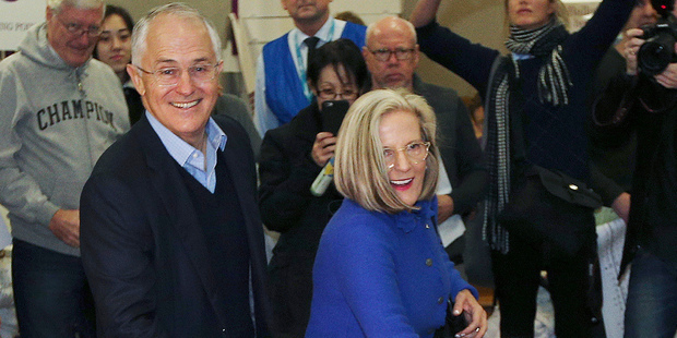 Australian Prime Minister Malcolm Turnbull and wife Lucy cast their votes. Photo / AP