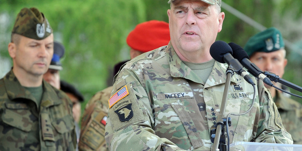 US Army Chief of Staff General Mark Milley speaks during the opening ceremony of the Nato Anaconda-16 military exercises, in Warsaw, Poland, on June 6. Photo / AP