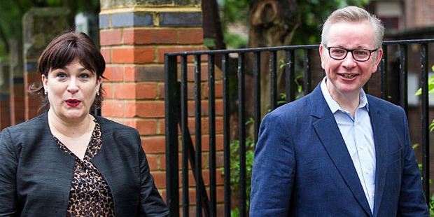 The power behind the throne? Michael Gove with his wife Sarah Vine on the day of the Brexit vote. Photo / Getty Images