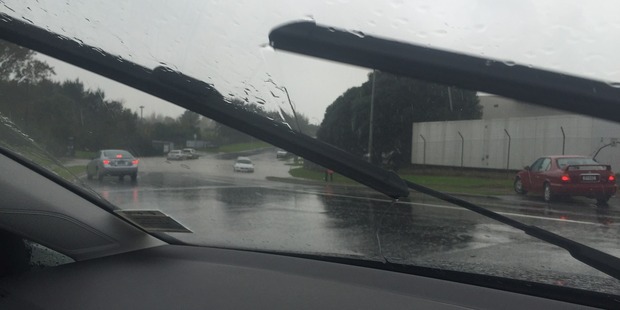 Flooding on Auckland's Montgomery Drive near Auckland Airport. Photo / Wendy Mansell