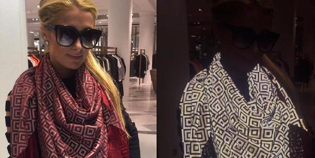 Paris Hilton wearing the ISHU scarf. Photo / Facebook