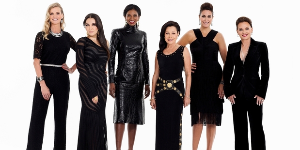 Julia Sloane (left), Gilda Kirkpatrick, Michelle Blanchard, Anne Batley Burton, Angela Stone and Louise Wallace are the Real Housewives of Auckland.