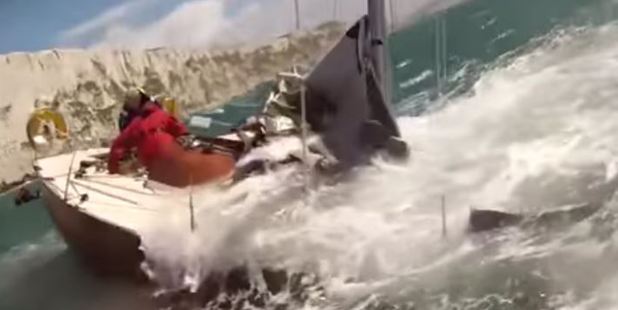 Alchemist hit a shipwreck off The Needles with crew members on board having to be rescued. Photo / Youtube