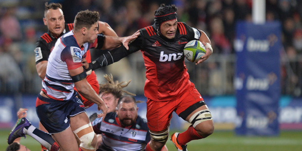 Jordan Taufua of the Crusaders charges forward. Photo / Getty