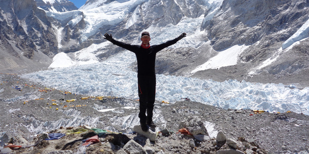 Professor Damian Bailey on Mt Everest. Photo / Supplied