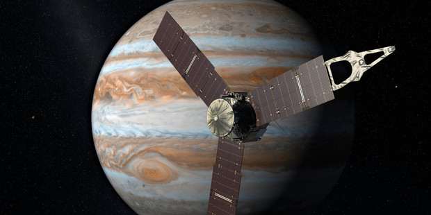 NASA renderings of the Juno spacecraft near Jupiter. Photo / AP