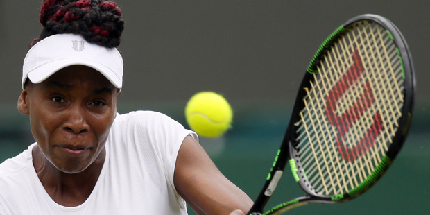 Venus Williams returns to Yaroslava Shvedova of Kazahkstan during their singles match. Photo / AP