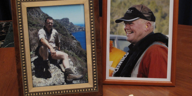 HONOURED: Portraits of William Macrae (left) and John 'Prickles' de Ridder, with their posthumously awarded Far North District Council citizens' award pins.