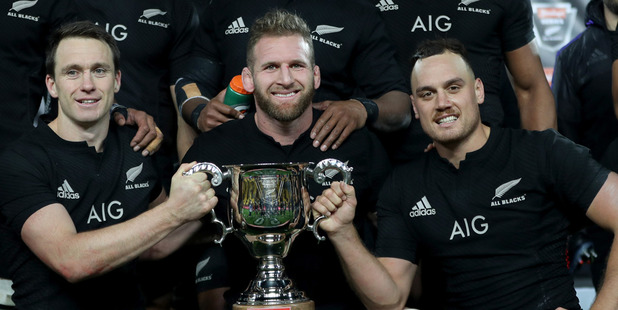 The All Blacks celebrate the series win over Wales. Photo / Getty