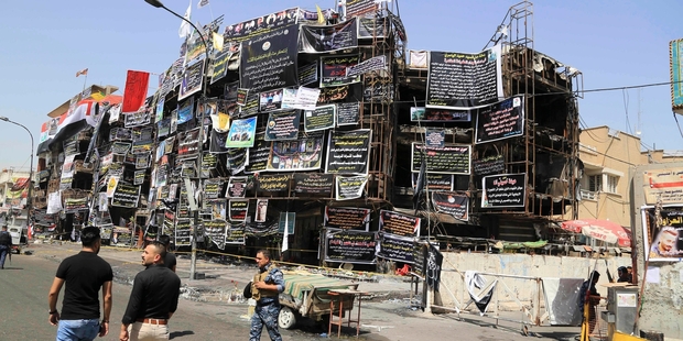 The site of a massive truck bomb explosion in Baghdad this week. Photo / AP