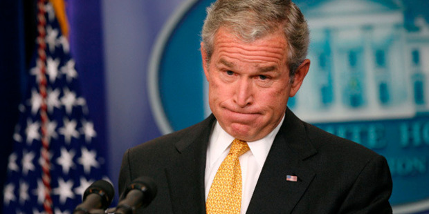 Twenty-nine previously secret letters between former British Prime Minister Tony Blair and US President George Bush (pictured) in the lead up to the Iraq war will be made public. Photo / Getty Images