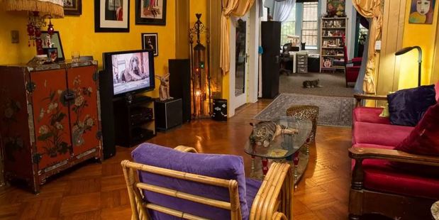 Four cats live in the 'Parlour floor' of this early 1800s house, in the East Village of New York. Photo / Airbnb