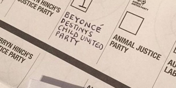 An Australian voter campaigns for Beyonce. Photo / Instagram