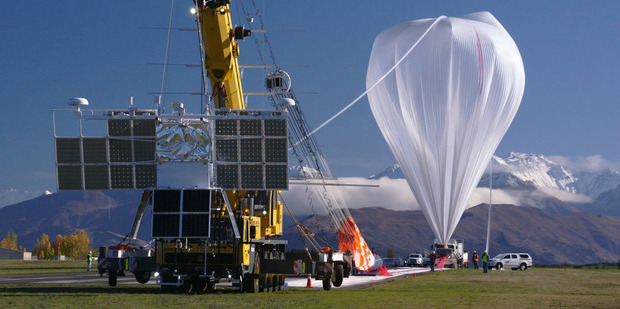 Nasa high-pressure balloon under inflation at the Wanaka aerodrome before its successful launch two months ago. Photo / Supplied