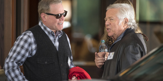 Left to right: David Zaslav, president and chief executive officer of Discovery Communications and Robert Kraft, owner of the New England Patriots. Photo / David Paul Morris