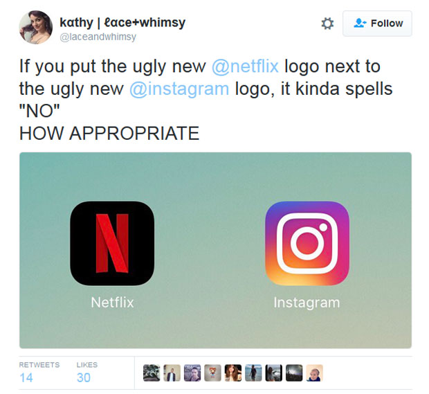 A fan takes issue with Netflix's new logo.