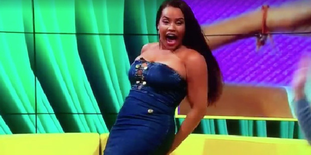 Lateysha Grace's dress accidentally popped open when she was showing off her twerking skills.