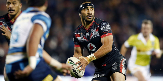 Thomas Leuluai of the Warriors in action during the round 17 NRL match against the Titans. Photo / Getty