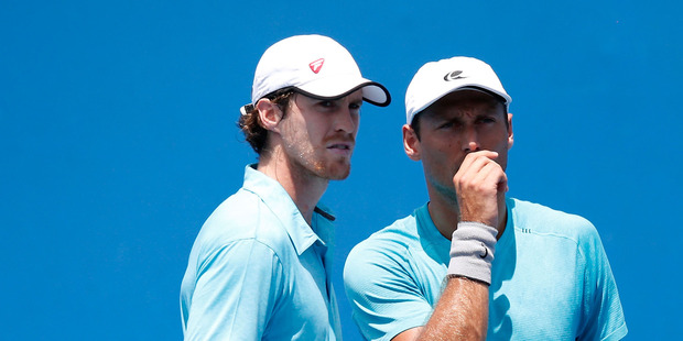 Marcus Daniell and Artem Sitak during the ASB Classic. Photo / Getty Images