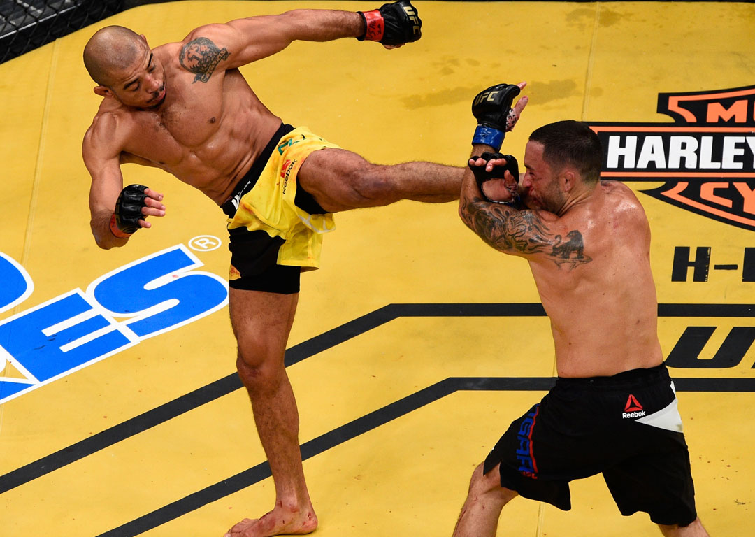 Jose Aldo and Frankie Edgar at UFC 200. Photo / Getty
