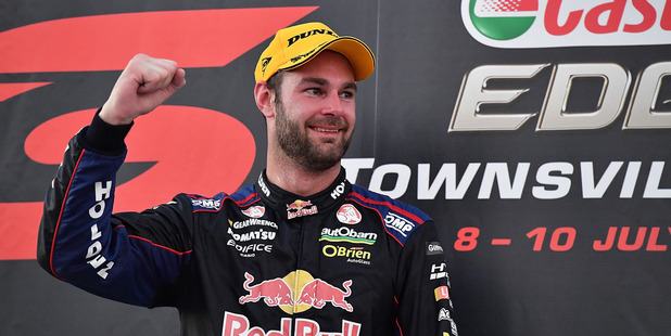 Race winner Shane Van Gisbergen celebrates after race 2 for the Townsville 400. Photo / Getty Images