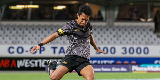 Massey halfback Miracle Naititi slotted seven conversions from eight on Friday night in the 54-5 win over Takapuna Grammar at Eden Park. Photo / Jack Hall.