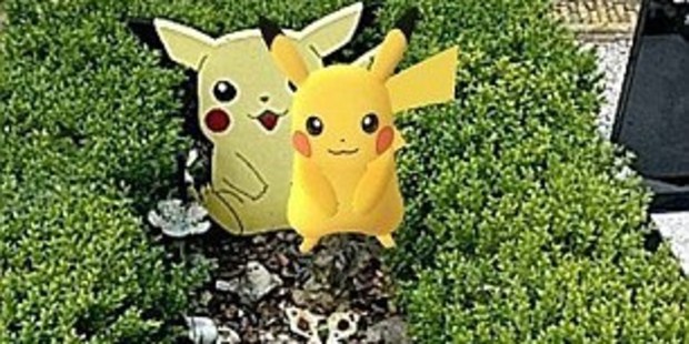 Pikachu appeared on the grave. Photo / Daily Mail