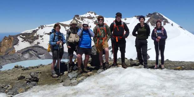 Rotorua's Shane Lash (fourth from the left) during a trip to Mt Ruapehu in January.
