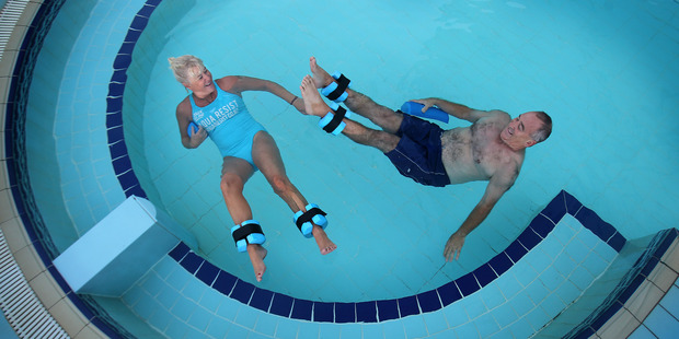 Penny Lucas and Wayne Mason enjoy exercising in the warm water at Mount Maunganui Hot Pools, which will close for three days this month. Photo/file