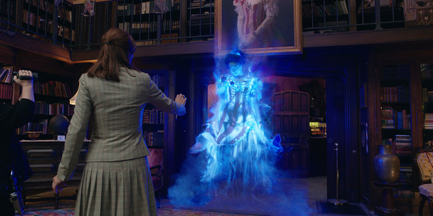 The Ghostbusters take on Gertrude the Ghost (Bess Rous) of Aldridge Mansion. Photo / Supplied