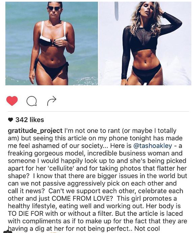 Natasha Oakley has found support after being body shamed. Photo / Instagram, @tashoakley