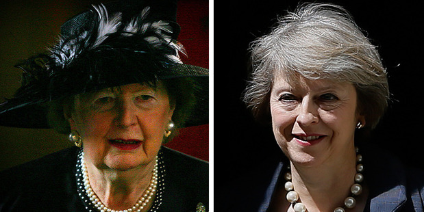 Maggie Thatcher and Prime Minister Theresa May both come from humble beginnings. Photos / Getty Images, AP