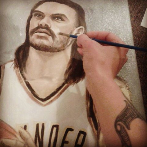 Work in progress: Angelique working on the oil painting. Photo / Facebook
