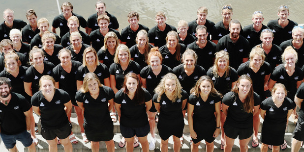 Members of the New Zealand rowing team after being announced ahead of the Rio Olympics. Photo / Getty