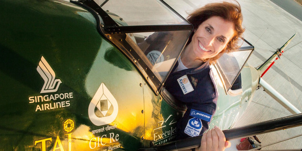 Tracey Curtis-Taylor during her journey by biplane from the United Kingdom to Sydney. Photo / Facebook